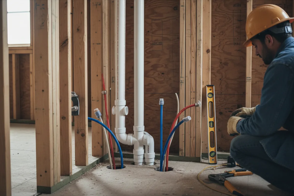 Drain and supply rough-in during Sump Pump Repair in Saint James City