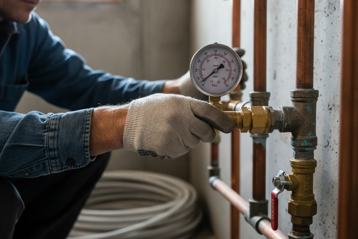 Pressure testing a repaired line during Water Line Repair in Saint James City